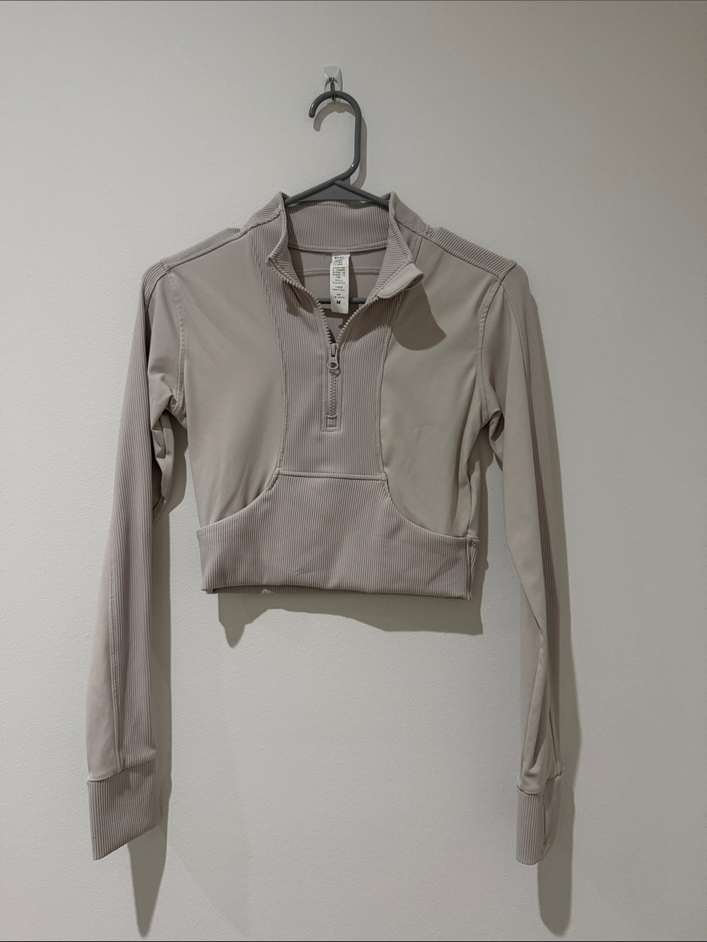 Cropped Half-Zip Long Sleeve Workout Top